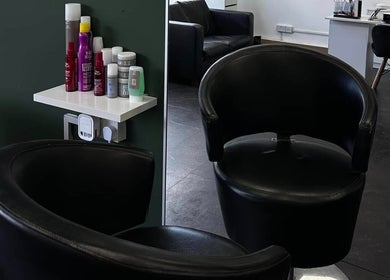 Modern salon chair and products at SORCIA, Bournemouth, England, GB enhancing beauty experience.