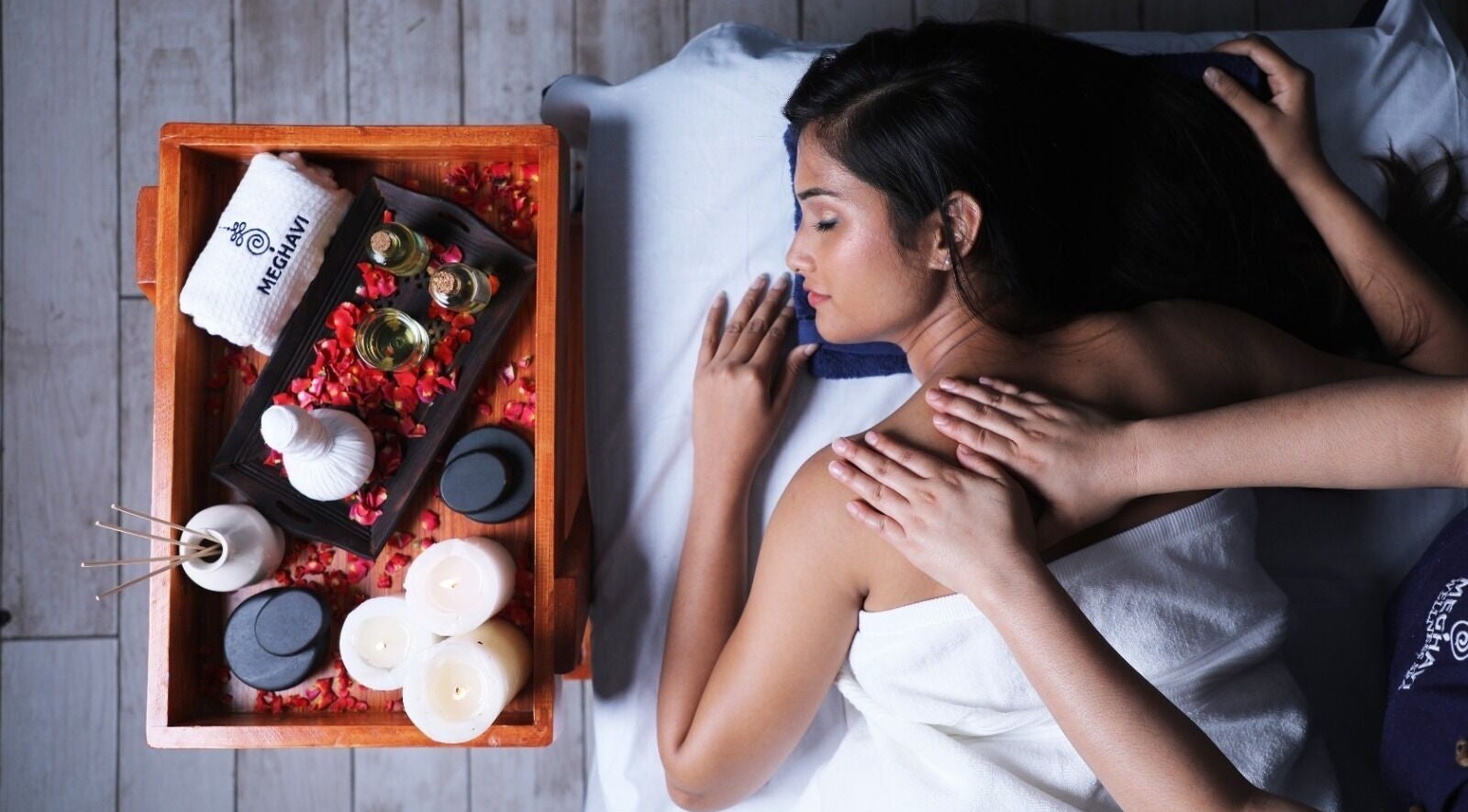 Massage therapy at Meghavi Wellness Spa | Apollo UR Life, Hyderabad, Telangana, IN, enhancing calm and relaxation.