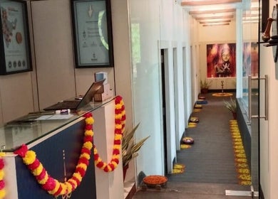 Reception and serene pathway at Meghavi Wellness Spa | The Stadel, Kolkata, West Bengal, IN