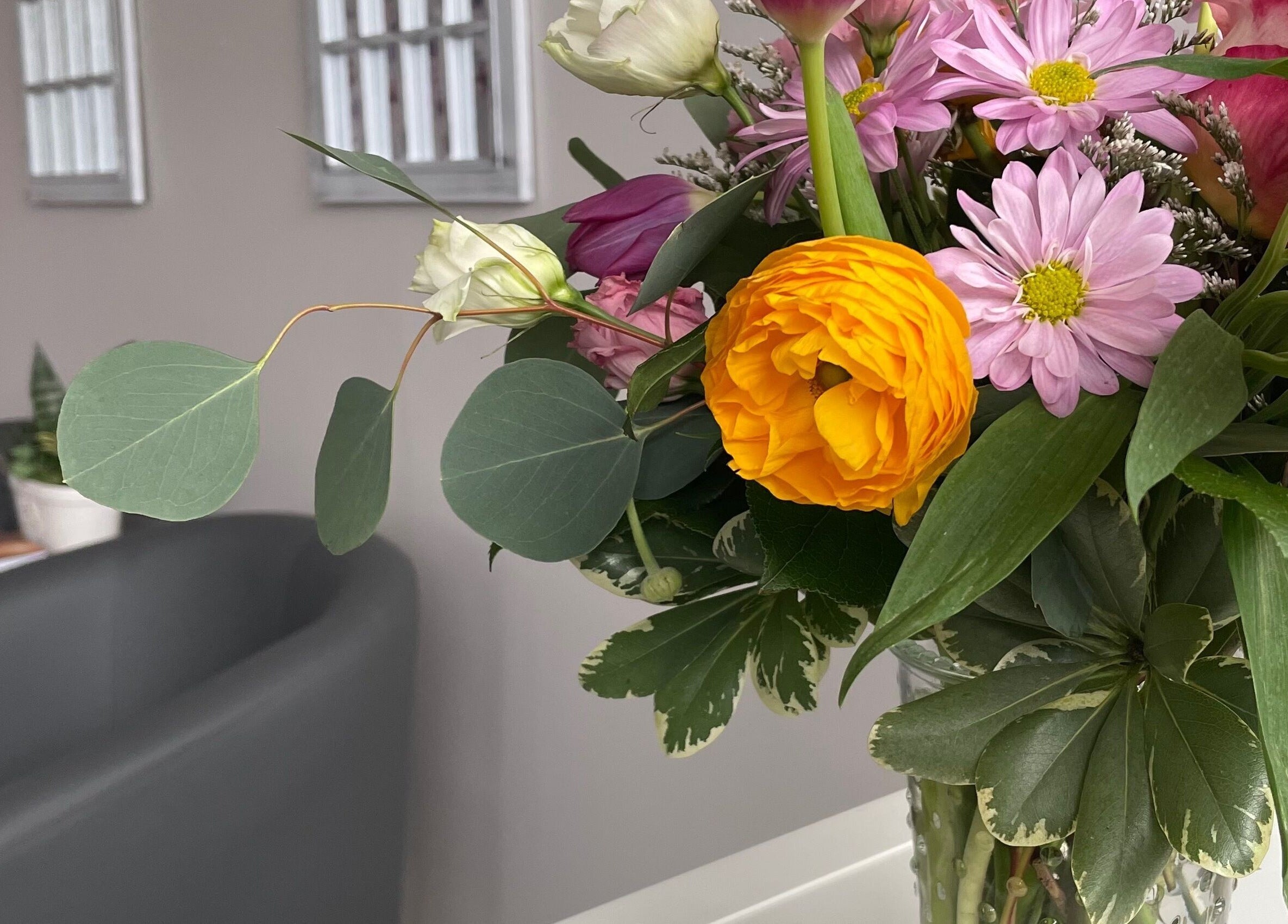 Vibrant floral arrangement at Sundara Spa, Midland, Ontario, CA creating a serene atmosphere.