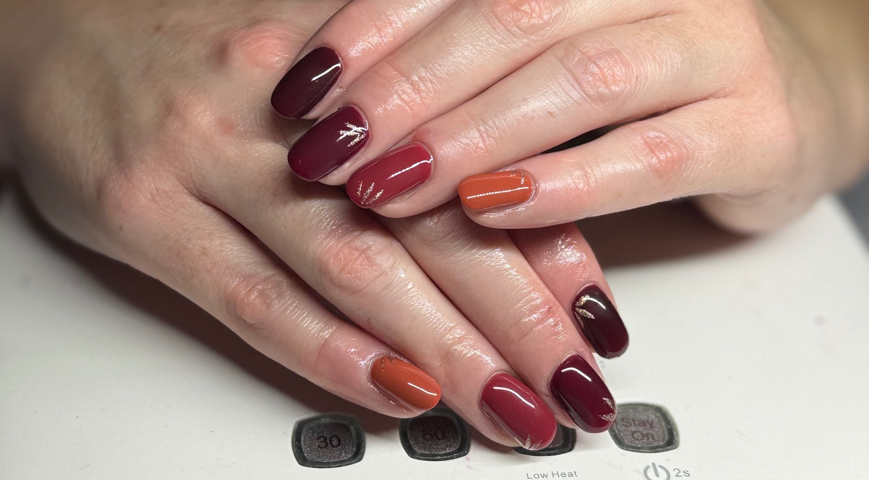 Elegant autumn nail colors at Polished by Bec - Private Nail Salon, Grimsby, Ontario, CA.