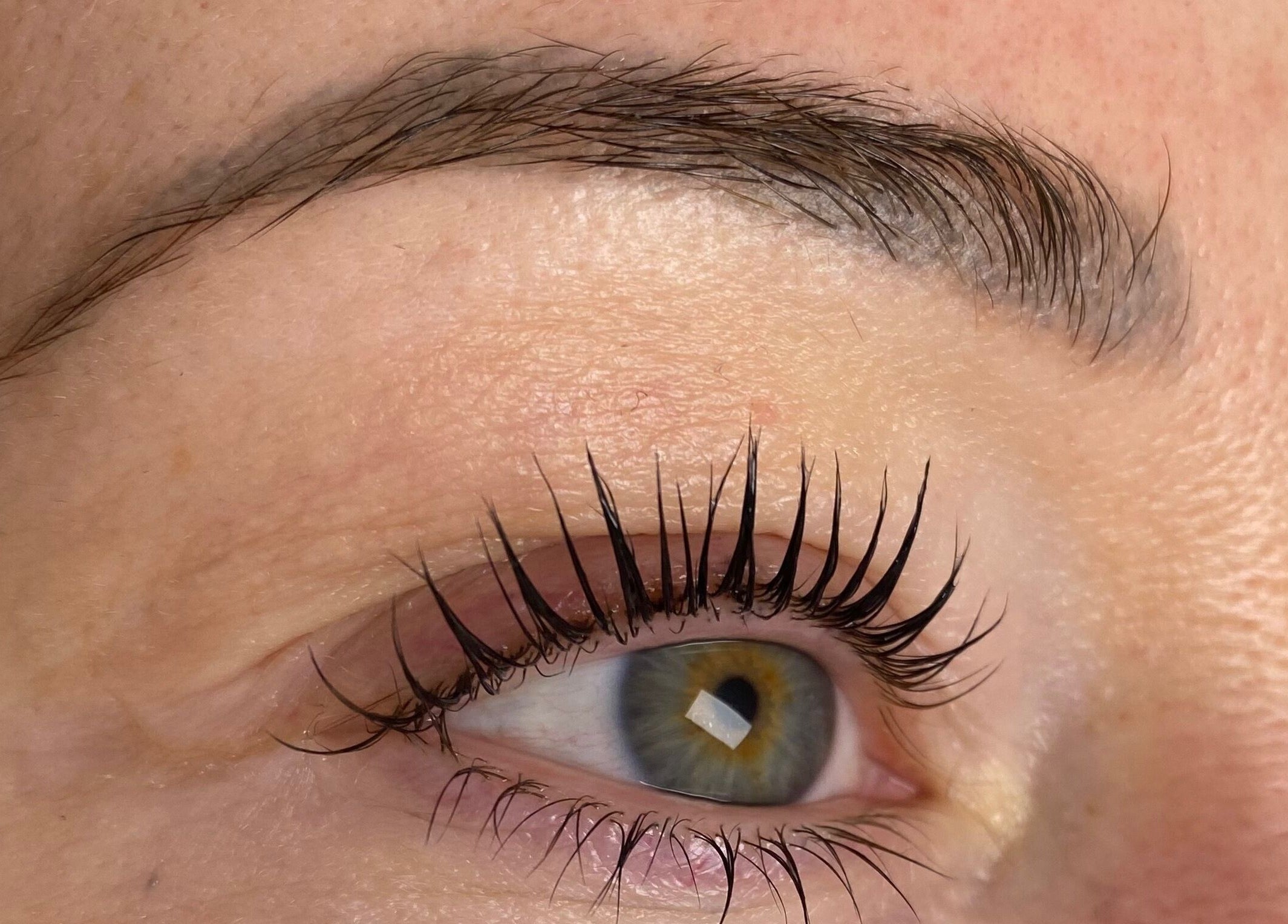 Close-up of lush lashes after treatment at The Beauty Spot, Birmingham, England, GB.
