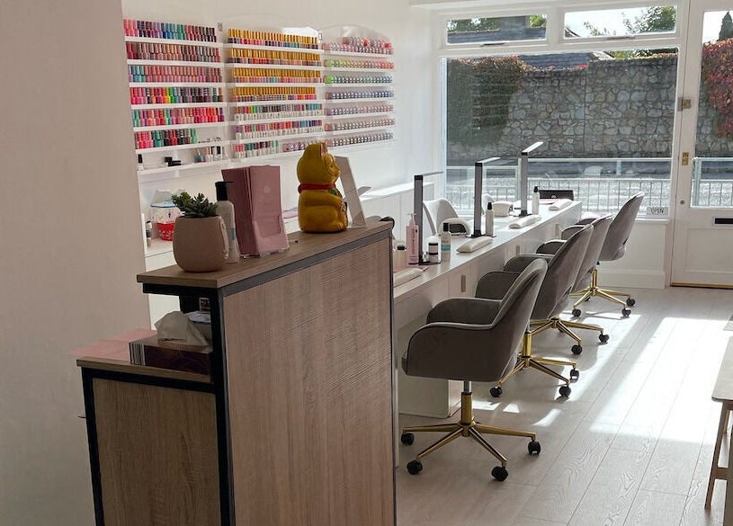 Bright, modern nail salon interior at Lotus Nail Leopardstown, Dublin, County Dublin, IE.