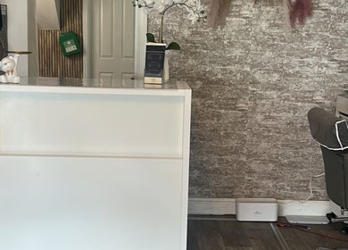 Arayah Beauty reception area with stylish decor, located in Stockport, England, GB.