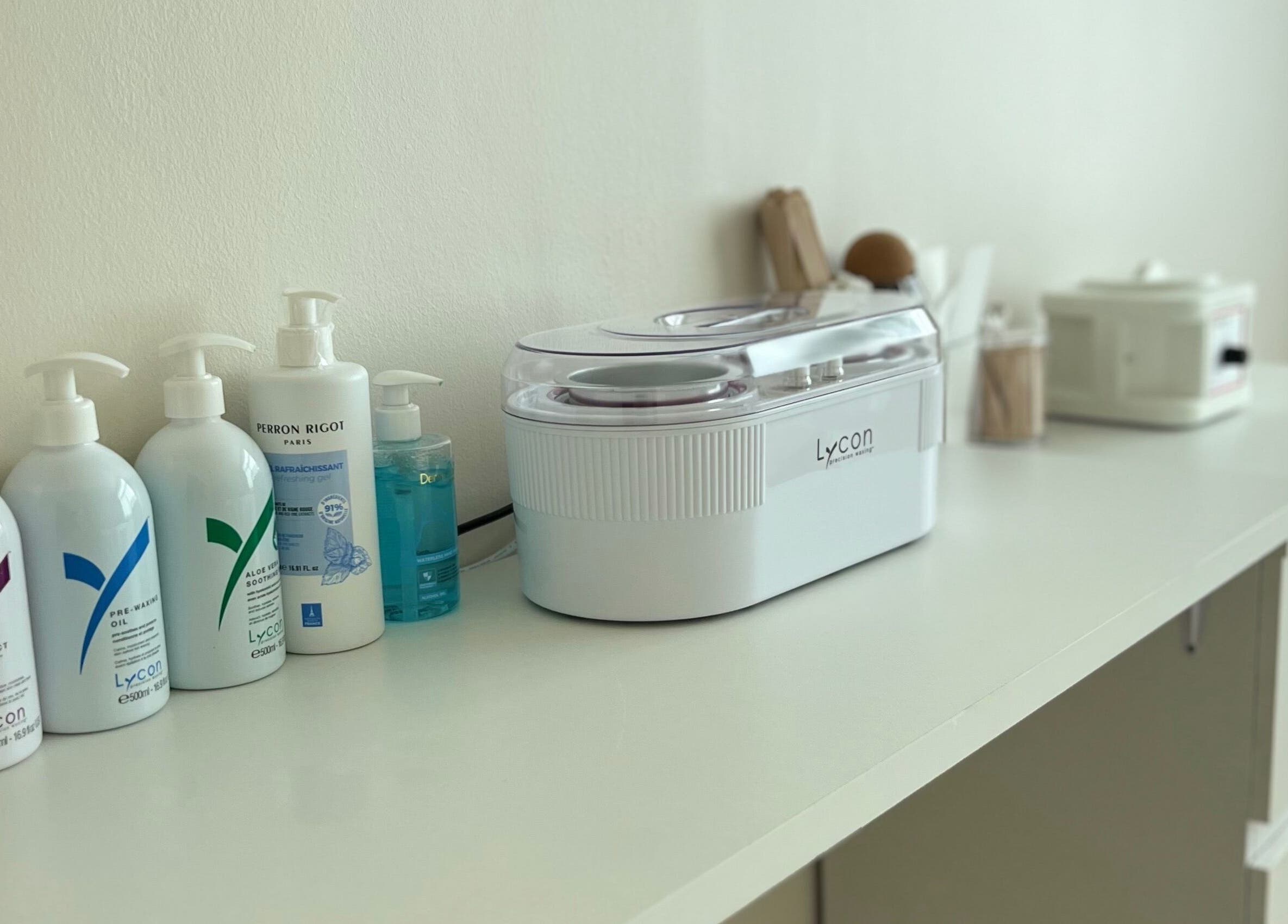 Velvet Waxing Thalang in Choeng Thale, Phuket featuring waxing products on a clean white countertop.