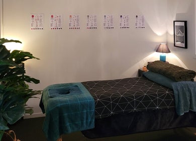 Tranquil massage room at Knotless in Flex Fitness Taupo, Taupō, Waikato Region, NZ with a cozy massage bed.