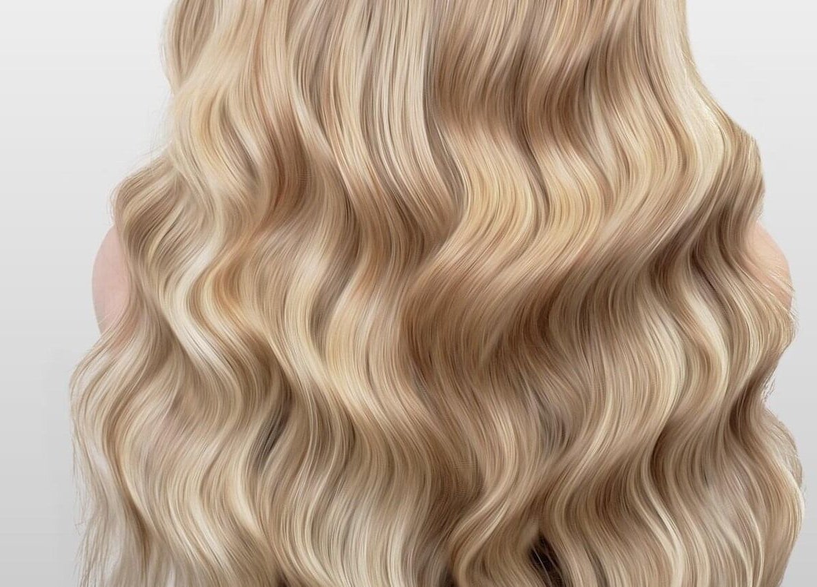 Luxurious wavy blonde hair featured at The Extension Haven, St. Thomas, Ontario, CA.