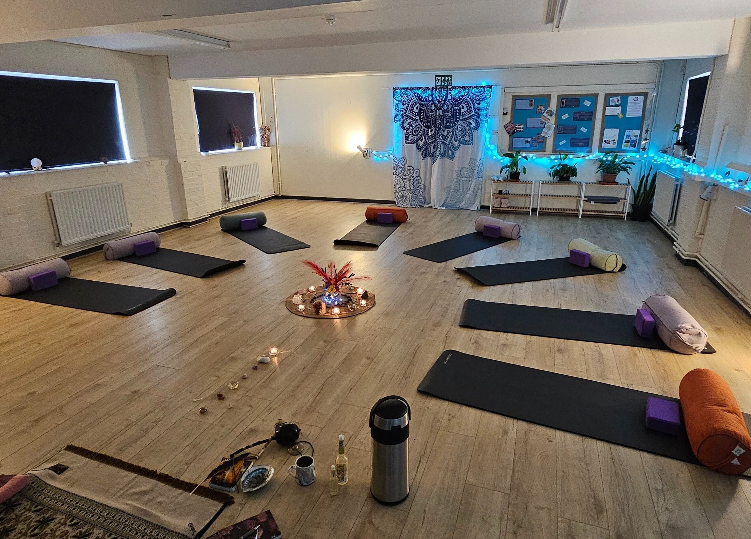 Yoga mats arranged in a peaceful setting at Pure Turtle Wellbeing at The Pod, Burton Latimer, England, GB.