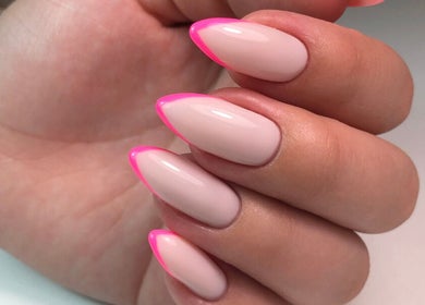 Stylish pink-tipped manicured nails at Ruby Glow Nails & Beauty Kadıköy, İstanbul, İstanbul, TR.