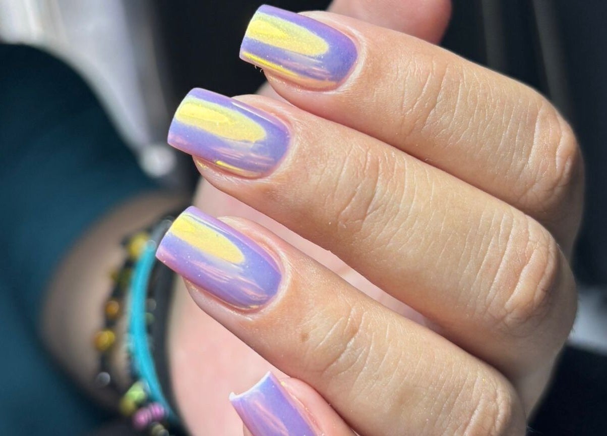 Pastel purple and yellow nails at Ruby Glow Nails & Beauty Kadıköy, İstanbul, İstanbul, TR.