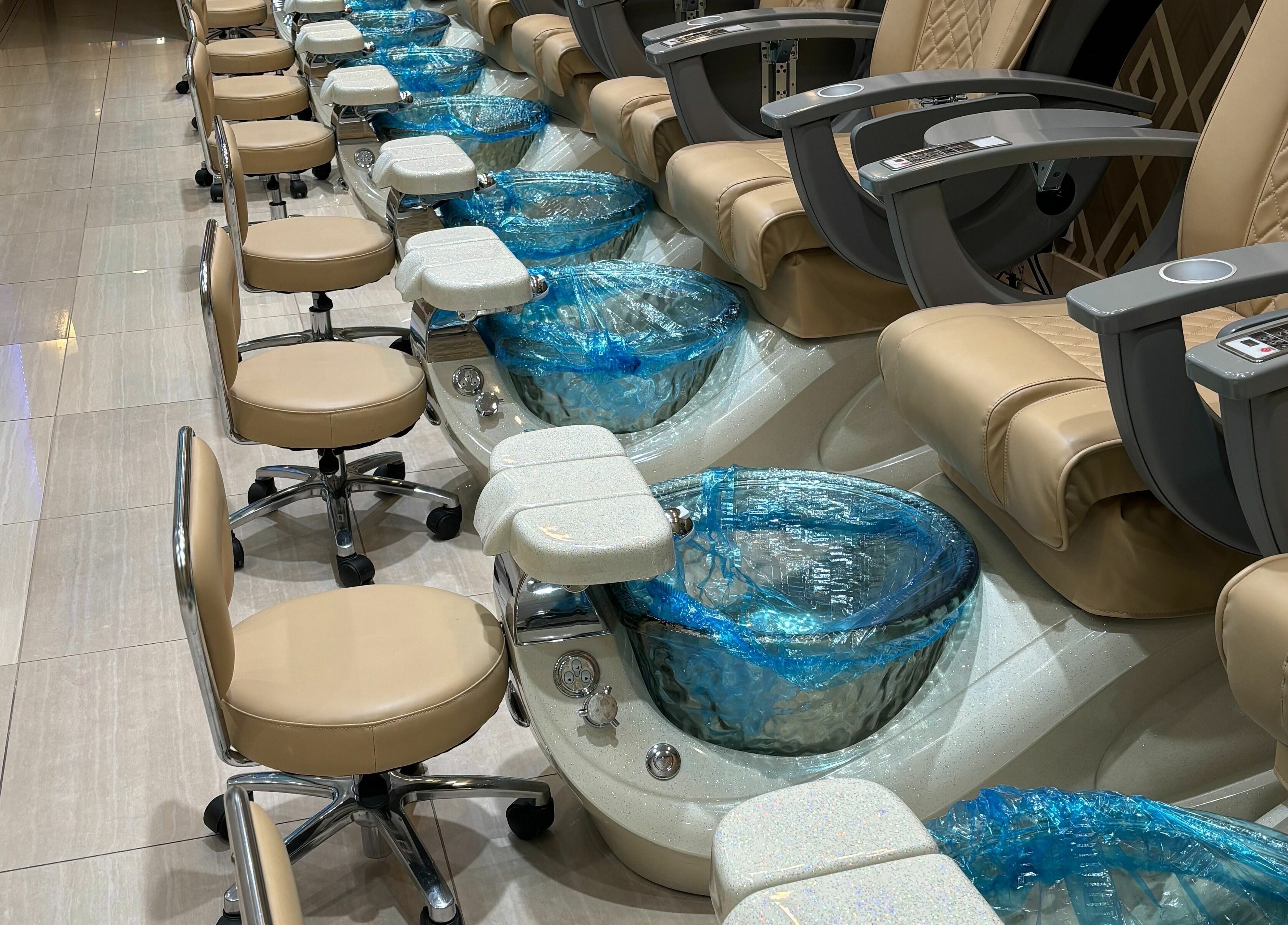 Spacious pedicure stations at Elite Salon and Day Spa, Gilbert, Arizona, US, offering premium relaxation.