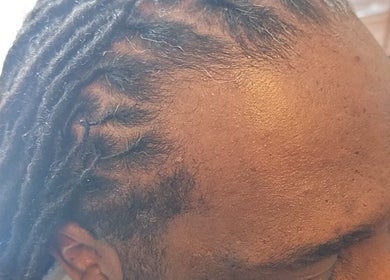 Close-up of stylish dreadlocks at Nurishin Knotts, Charlotte, North Carolina, US.