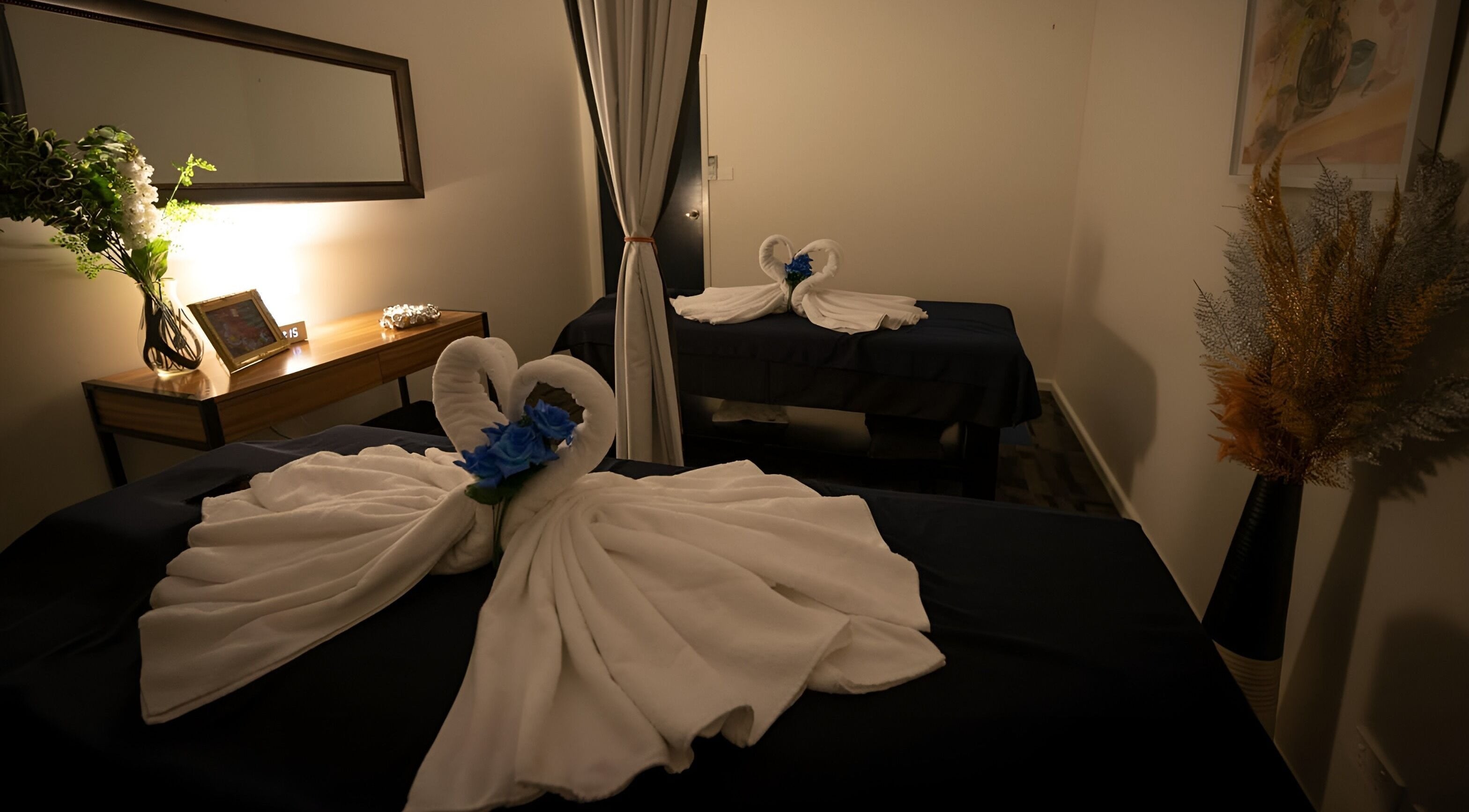 Relaxing massage room at The Entrance Thai & Remedial Massage, The Entrance, New South Wales, AU.