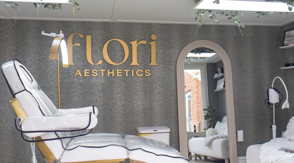Elegant treatment room at Flori Aesthetics Whittlesey, Whittlesey, England, GB showcasing a stylish setup.