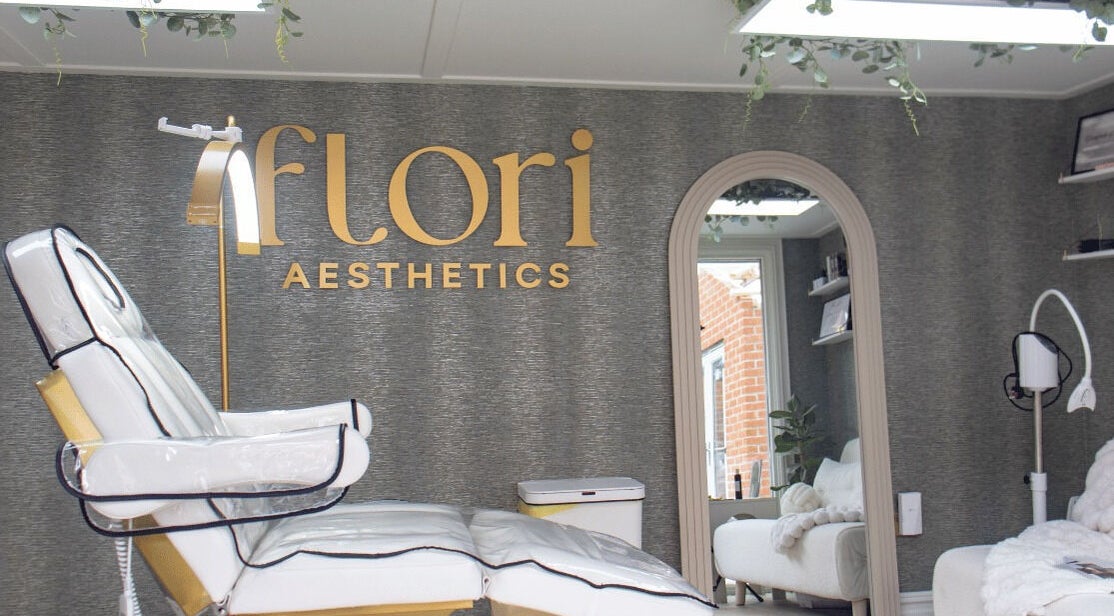 Elegant treatment room at Flori Aesthetics Whittlesey, Whittlesey, England, GB showcasing a stylish setup.