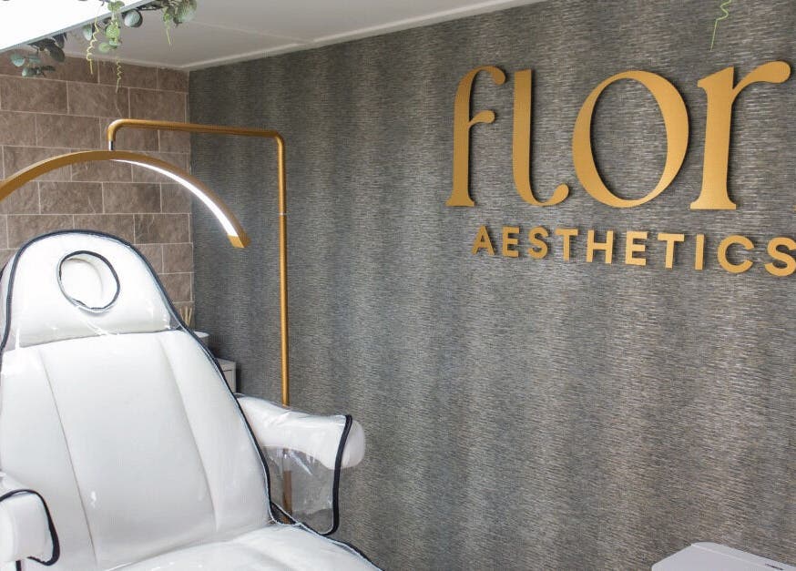 Luxurious treatment chair in Flori Aesthetics Whittlesey, Whittlesey, England, GB with modern decor.