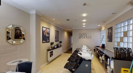 Modern salon at Lounais - Formerly Guys and Dolls, Burton Upon Trent, England, GB with sleek washing stations.