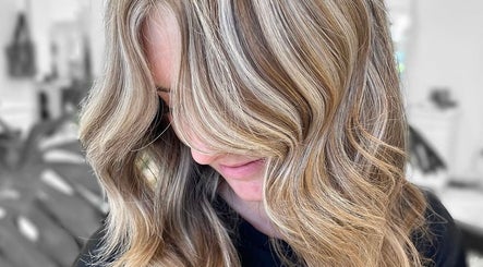 Stylish wavy blonde hair at Vivid Hair Studio, Antigonish, Nova Scotia, CA.