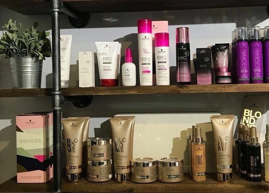 Beauty products neatly displayed on shelves at Rachael's House of Colour, Stapylton, QLD, AU.