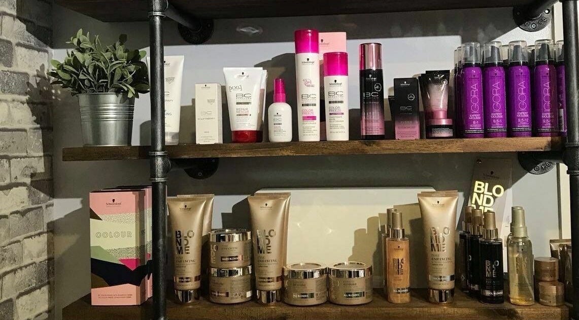 Beauty products neatly displayed on shelves at Rachael's House of Colour, Stapylton, QLD, AU.
