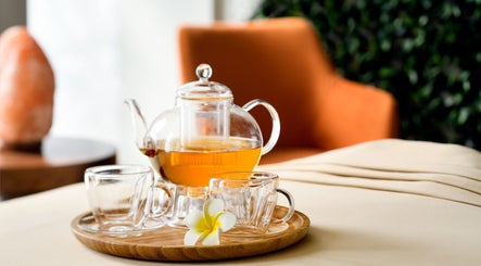 Glass teapot with herbal tea at Doubletree by Hilton- Bay Square, Business Bay, Dubai, Dubai, AE.
