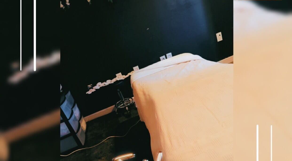 Relaxing massage room at BRiis Wellness @ KB Naturals Beauty located in Cedar Hill, Texas, US, with cozy decor.