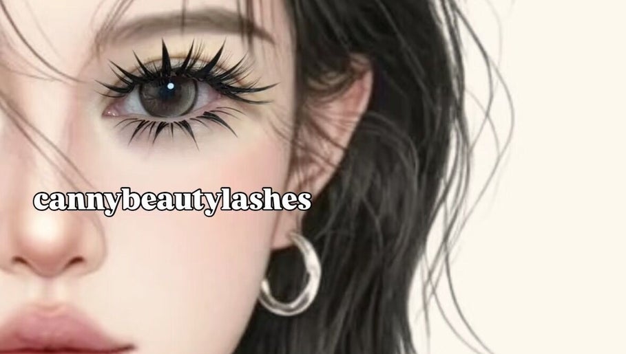 Close-up of artistic eyelash design at Canny Beauty Lashes, San Dimas, California, US.