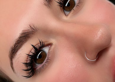 Close-up of expertly styled lashes from Canny Beauty Lashes (San Dimas), San Dimas, California, US.