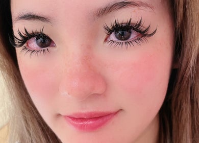 Close-up of elegant lash extensions at Canny Beauty Lashes (San Dimas), San Dimas, California, US.