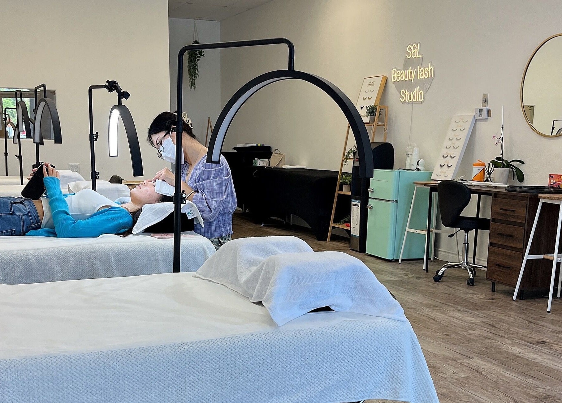 Client receiving eyelash treatment at Canny Beauty Lashes (San Dimas), San Dimas, California, US.