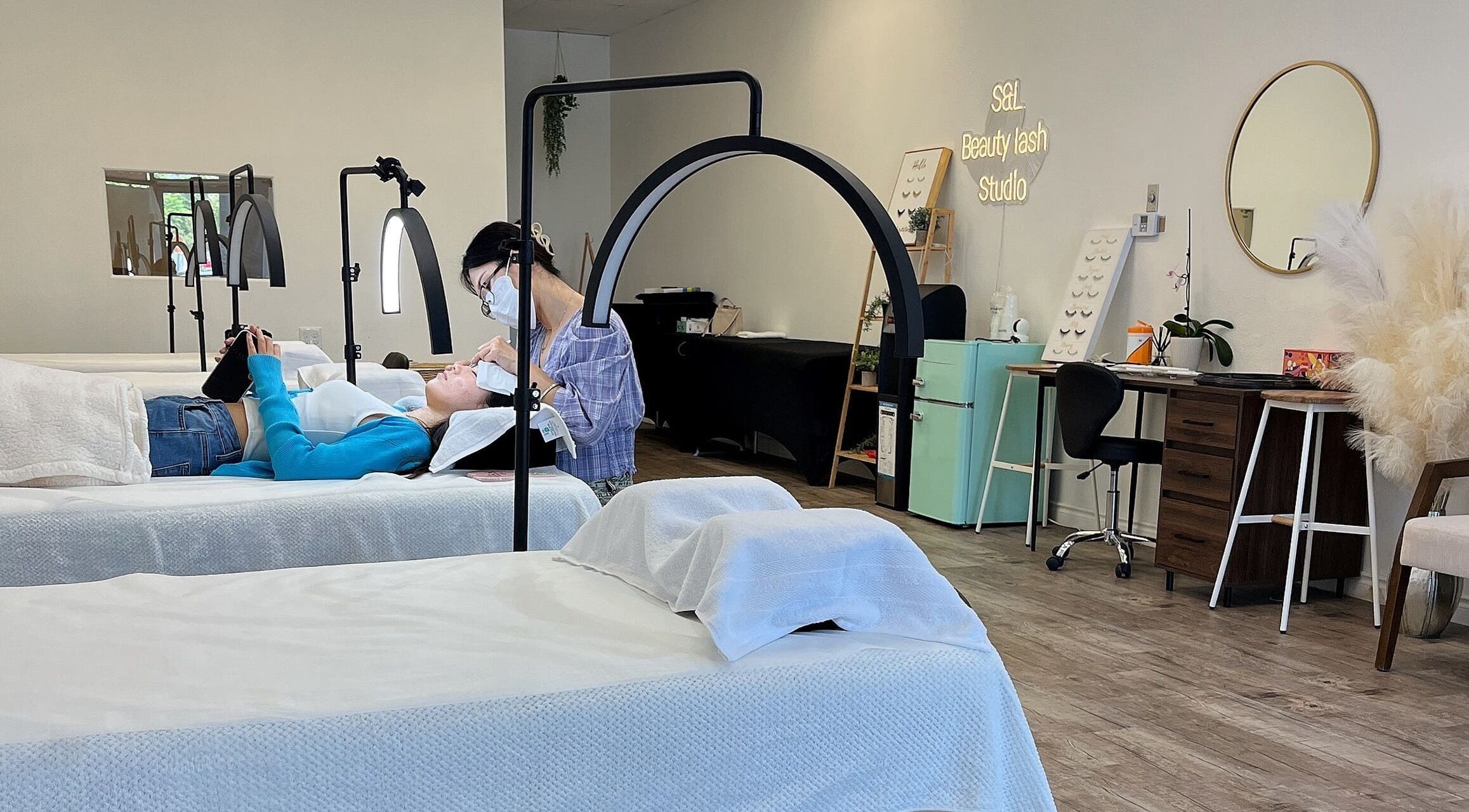 Client receiving eyelash treatment at Canny Beauty Lashes (San Dimas), San Dimas, California, US.