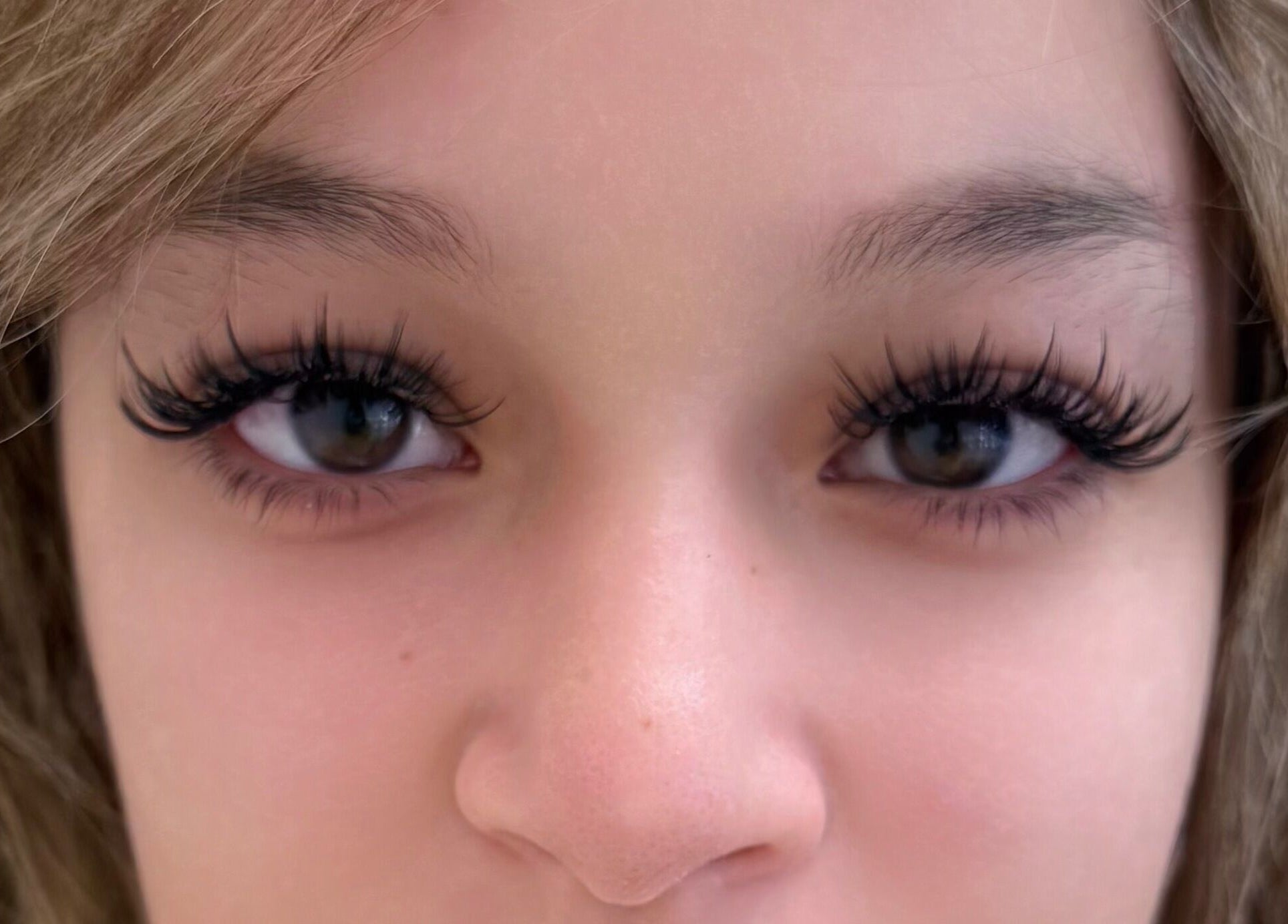 Close-up of elegant lash extensions from Canny Beauty Lashes in San Dimas, California, US.