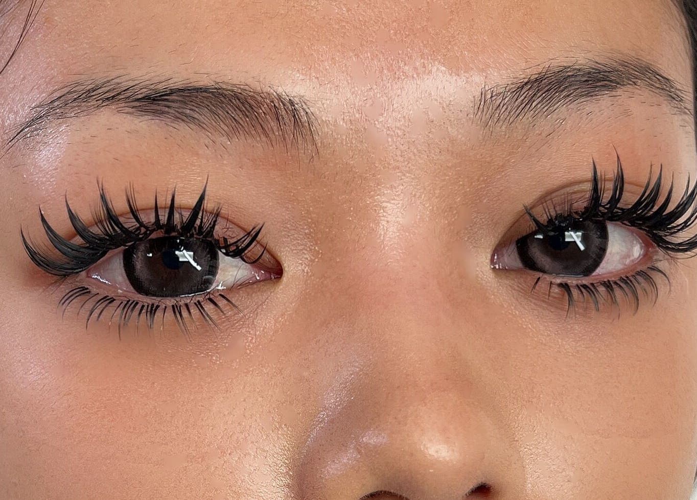 Close-up of eyelash extensions at Canny Beauty Lashes (San Dimas), San Dimas, California, US.