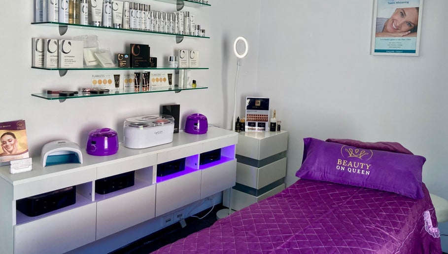 Beauty On Queen spa room with luxurious products in Ashmore, Queensland, AU.
