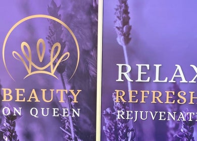 Entrance signage for Beauty On Queen in Ashmore, Queensland, AU, showcasing relaxation and rejuvenation.