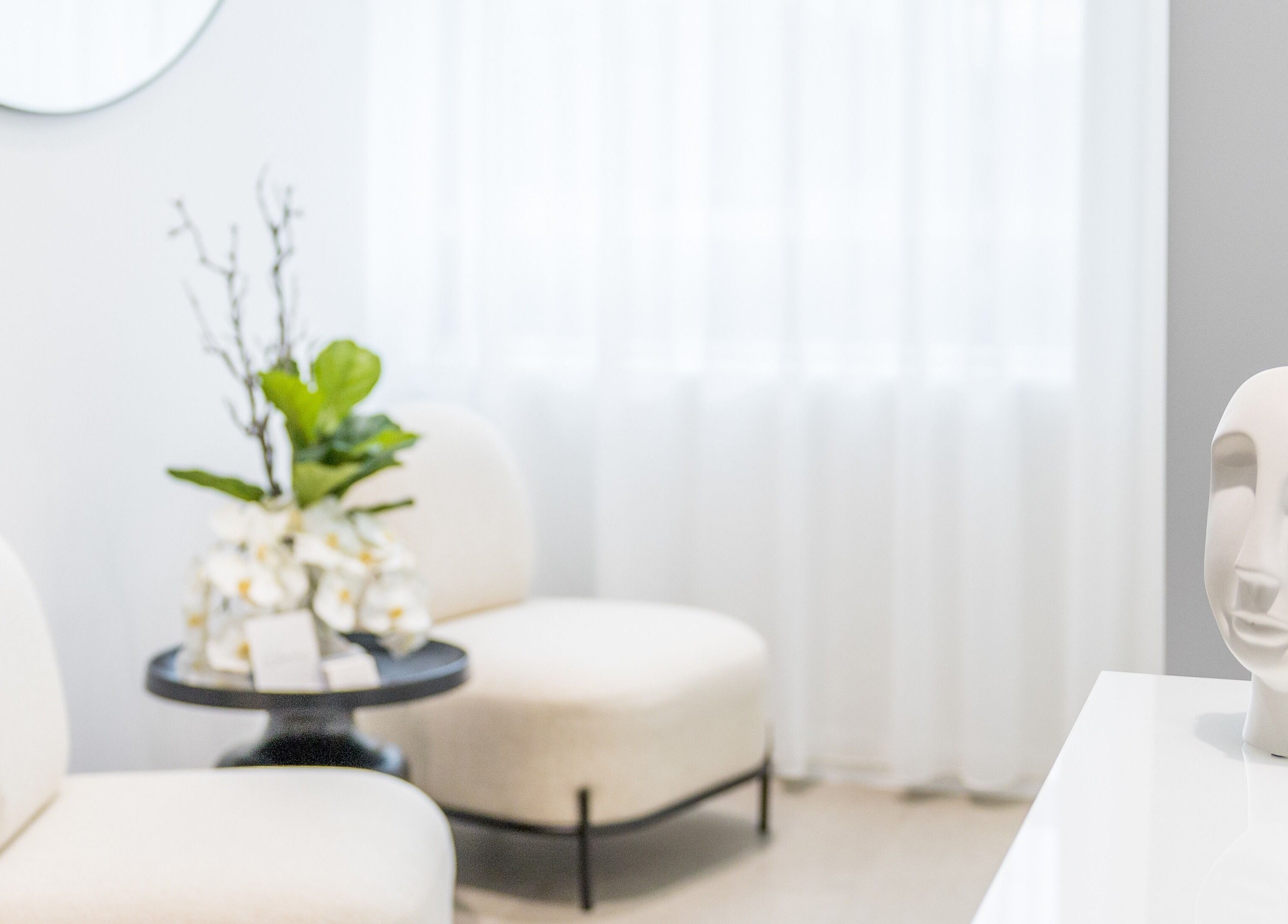 Elegant waiting area at Simply Luminous Skin, Wentworth Point, New South Wales, AU, featuring modern decor.