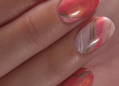 Elegant marble nail art at Shardilly Nails, Hebburn, England, GB highlighting vibrant colors for chic style.