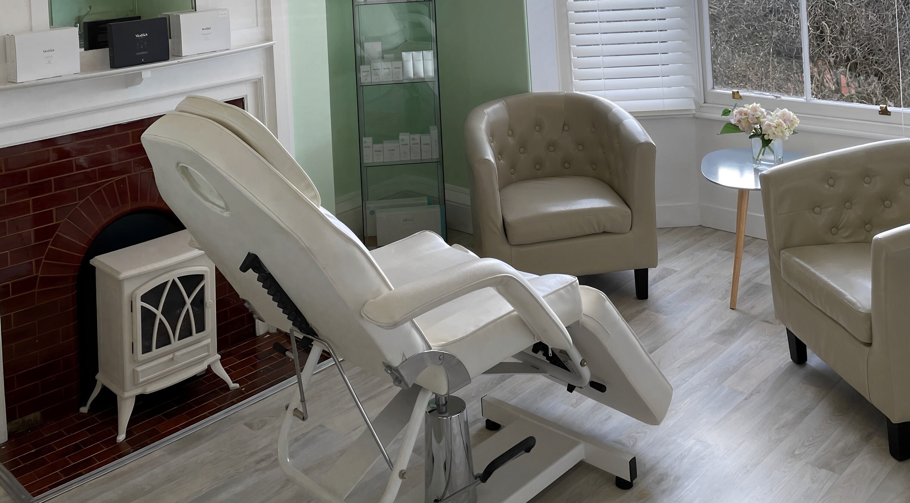 Elegant treatment room at Evolution Clinic, 51 Beaumont Fee, Lincoln, with modern furnishings in Lincoln, England, GB.