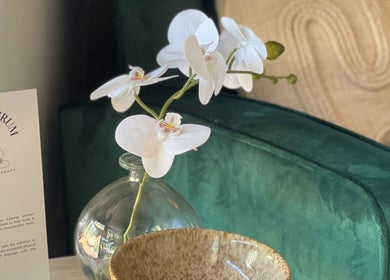 Elegant orchid and Soul Sacrum brochure in serene setting at Soul Sacrum Massage Therapy, Stoneville, Western Australia, AU.