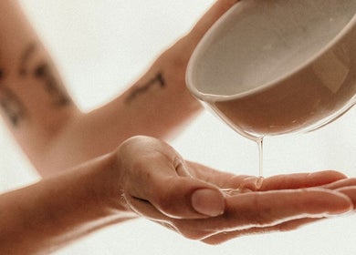 Warm oil being poured at Soul Sacrum Massage Therapy, Stoneville, Western Australia, AU.