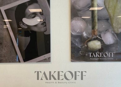 Artistic wall display at Take Off Beauty Clinic, Dubai, Dubai, AE featuring beauty and wellness decor.