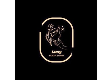 Elegant logo of Lusy Beauty Studio in Sun Valley, California, US, featuring a woman's silhouette and floral design.