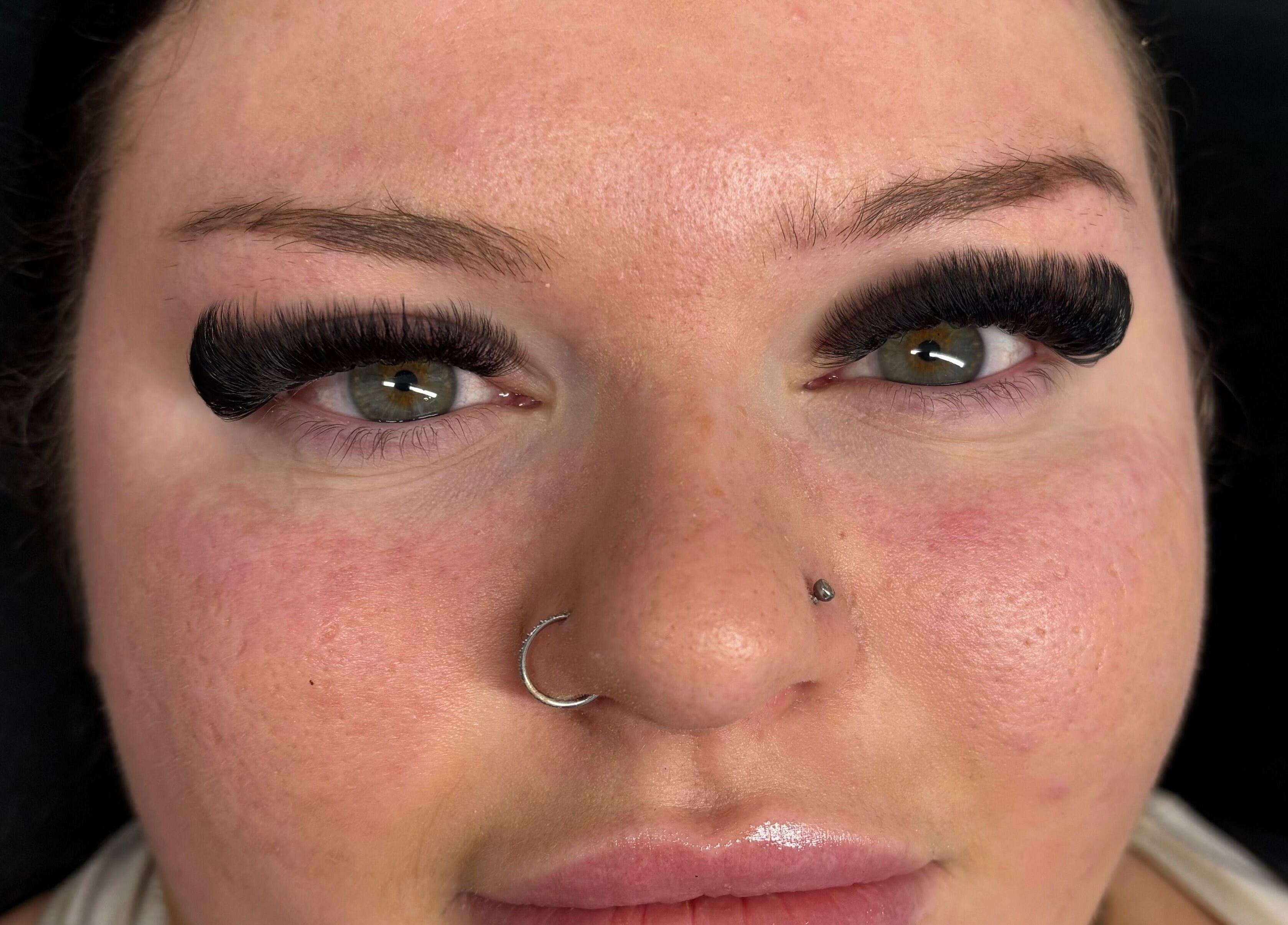 Close-up of eyelash extensions at Lashes on the Run by Jess Geelong Salon, Corio, Victoria, AU.