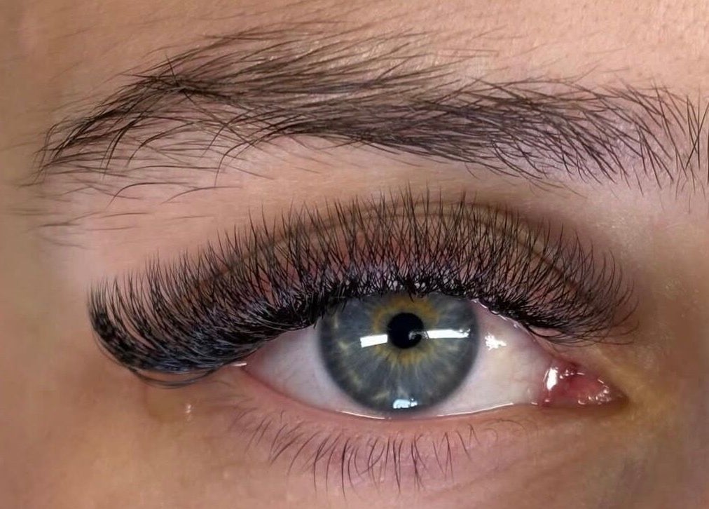 Close-up of voluminous lashes at Lashes on the run by Jess Geelong Salon, Corio, Victoria, AU.