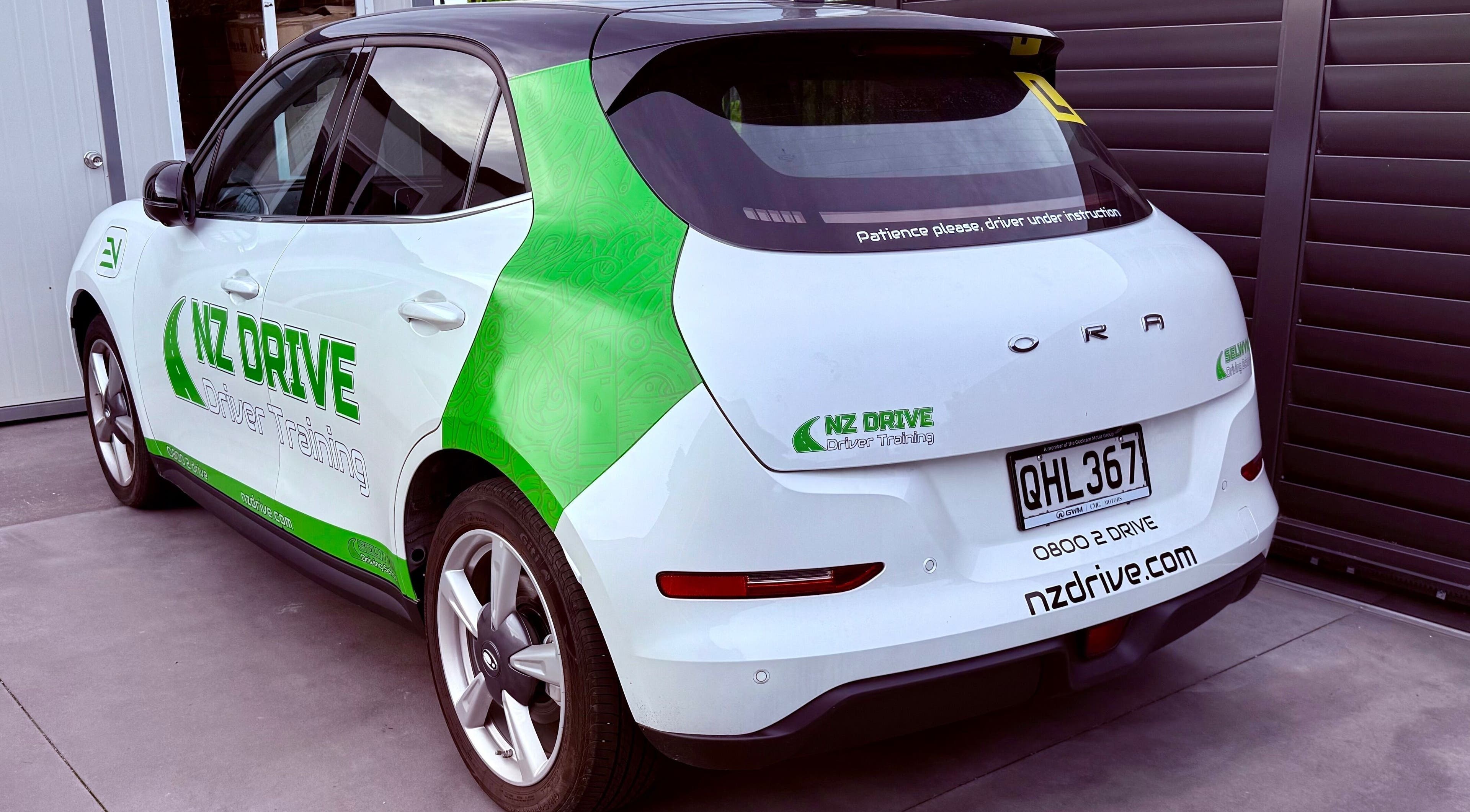 NZ Drive training car at NZ Drive - Chch South. Hornby, Halswell, Wigram, Hillmorton, Christchurch, Canterbury, NZ.