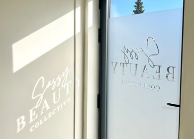 Entrance of Sassy Beauty Collective Derby with light-filled frosted glass door. Located in Derby, England, GB.