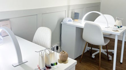 Clean, modern manicure stations at Sassy Beauty Collective Derby, Derby, England, GB, highlighting nail care setup.