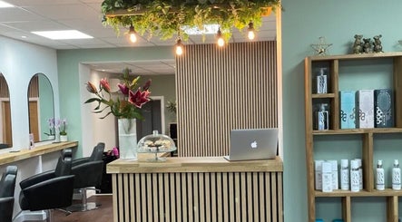 Stylish interior of Get Lashed in Birmingham, England, GB featuring modern decor and beauty products.