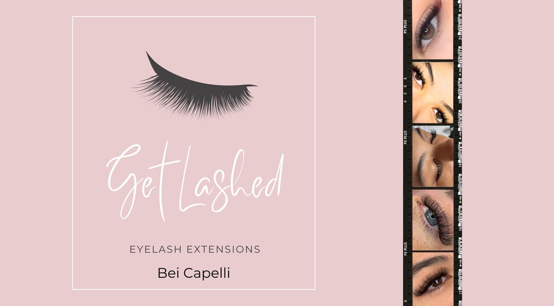 Eyelash extensions at Get Lashed at Bei Capelli in Shirley, England, GB promoting elegant eye enhancements.