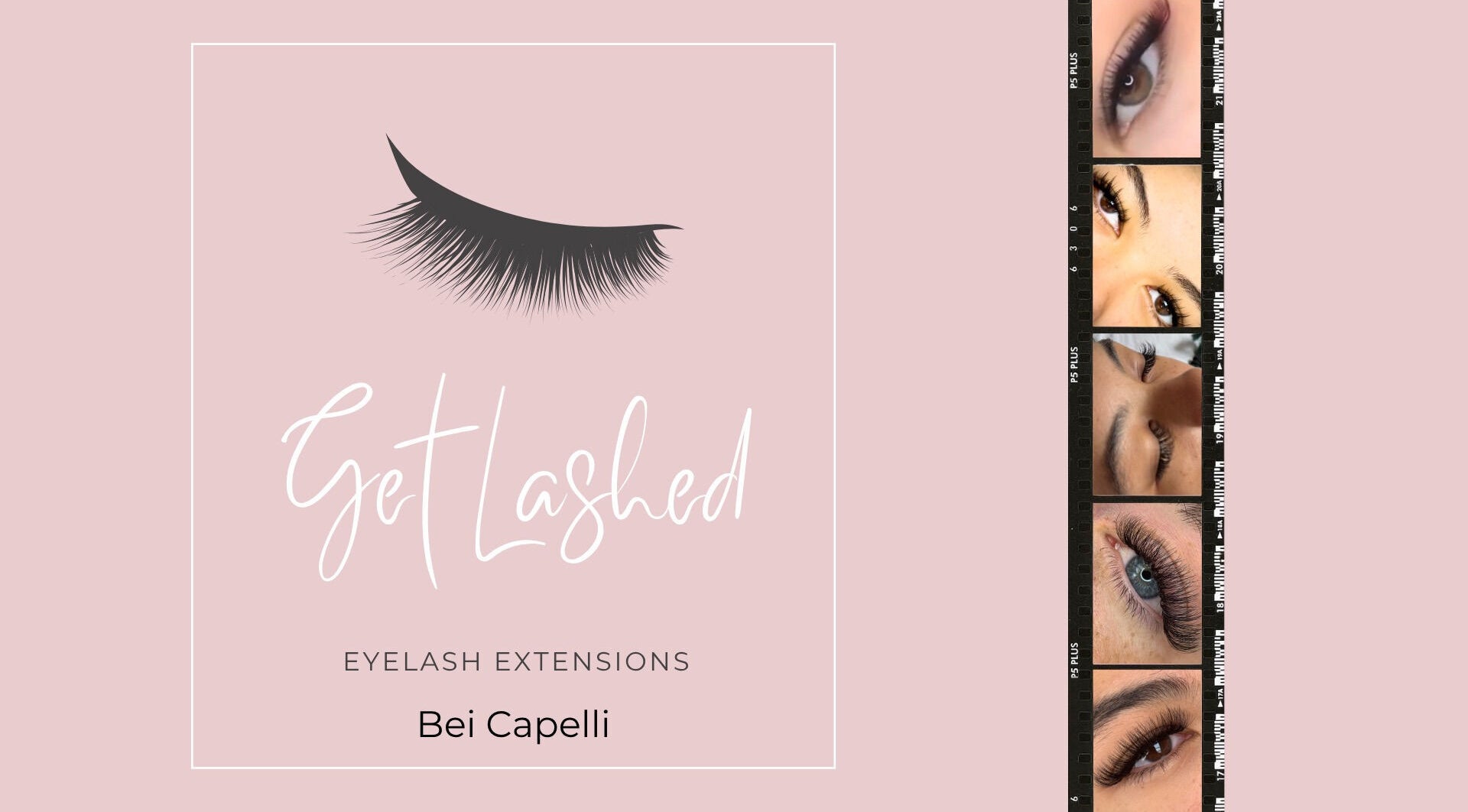 Eyelash extensions at Get Lashed at Bei Capelli in Shirley, England, GB promoting elegant eye enhancements.
